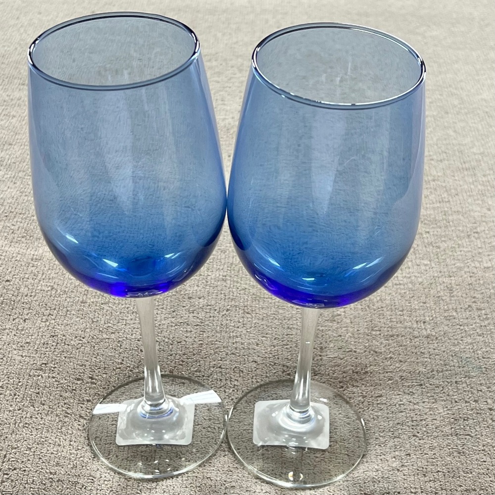 Greenbrier International Blue Ombre Wine Glasses 18.5oz Set of 2 Made in USA